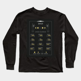 2023 Lunar Calendar, Moon Phase Calendar Long Sleeve T-Shirt